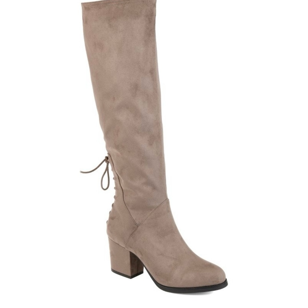 JOURNEE COLLECTION NWT — Taupe Leeda Round Toe Block Heel Boots 10
